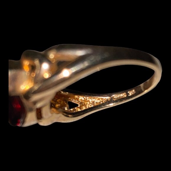 Ring CZ Cubic Zirconia Size 10 Red Women Vermeil 10k Gold over Sterling Silver 9 - Picture 9 of 10